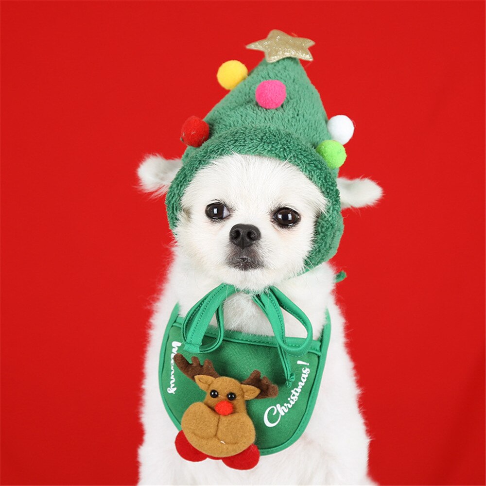 Hund julebandana nissehue hundetørklæde trekant hagesmække tørklæde julekostume outfit til små mellemstore hunde katte kæledyr