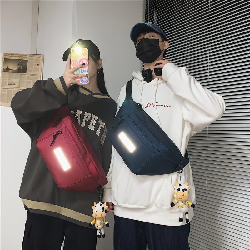 Taille Tas Grote Capaciteit Unisex Fanny Pack Street Wear Borst Zak Hip Hop Crossbody Tas Ms Mode Reflecterende Grote Riem taille Verpakking