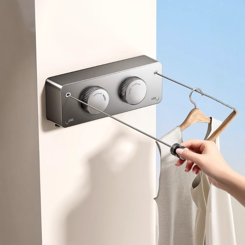 Tendedero retráctil para colección de lavandería, tendedero de pared extensible, colgador de ropa, tendedero retráctil para ropa de caballo