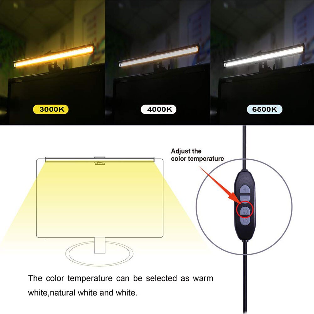 Aluminium USB angetrieben Schreibtisch Lampe Lese LED-Monitor Nicht Flackern 5v Computer Bildschirm Augenschutz Büro dauerhaft 5W einstellbar