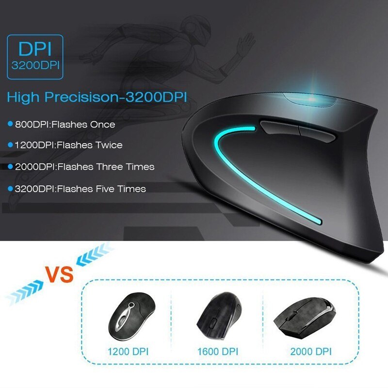 6-Keys USB Wired Vertical Mouse Universal Ergonomic Optical Mouse 800/1200/2000/3200 DPI for PC Laptop