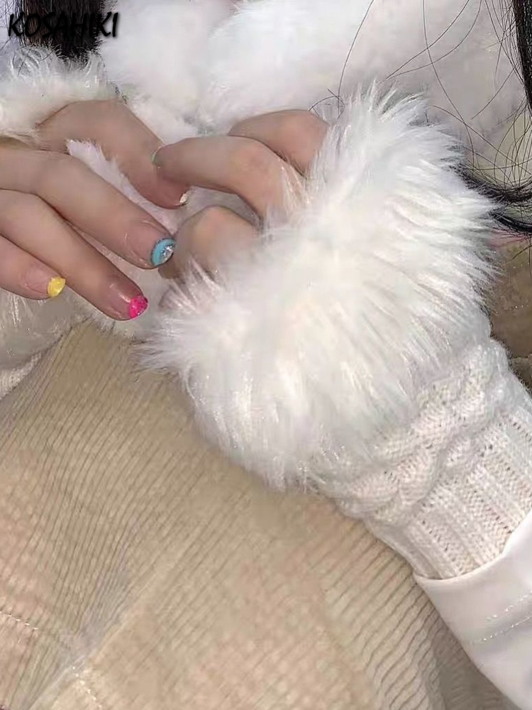 KOSAHIKI – chauffe-bras en fausse fourrure pour femme, accessoires Kawaii, doux et élastique, idéal pour l&#39;hiver, idéal pour les poignets, T2k