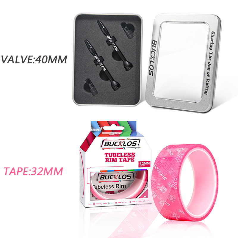 BUCKLOS 40MM 44MM Bike Tubeless Valve CNC Road Bicycle Presta Valve Bicycle Tubeless Rim Tape MTB F/V Valves Wheelset Tape Strip: Blue