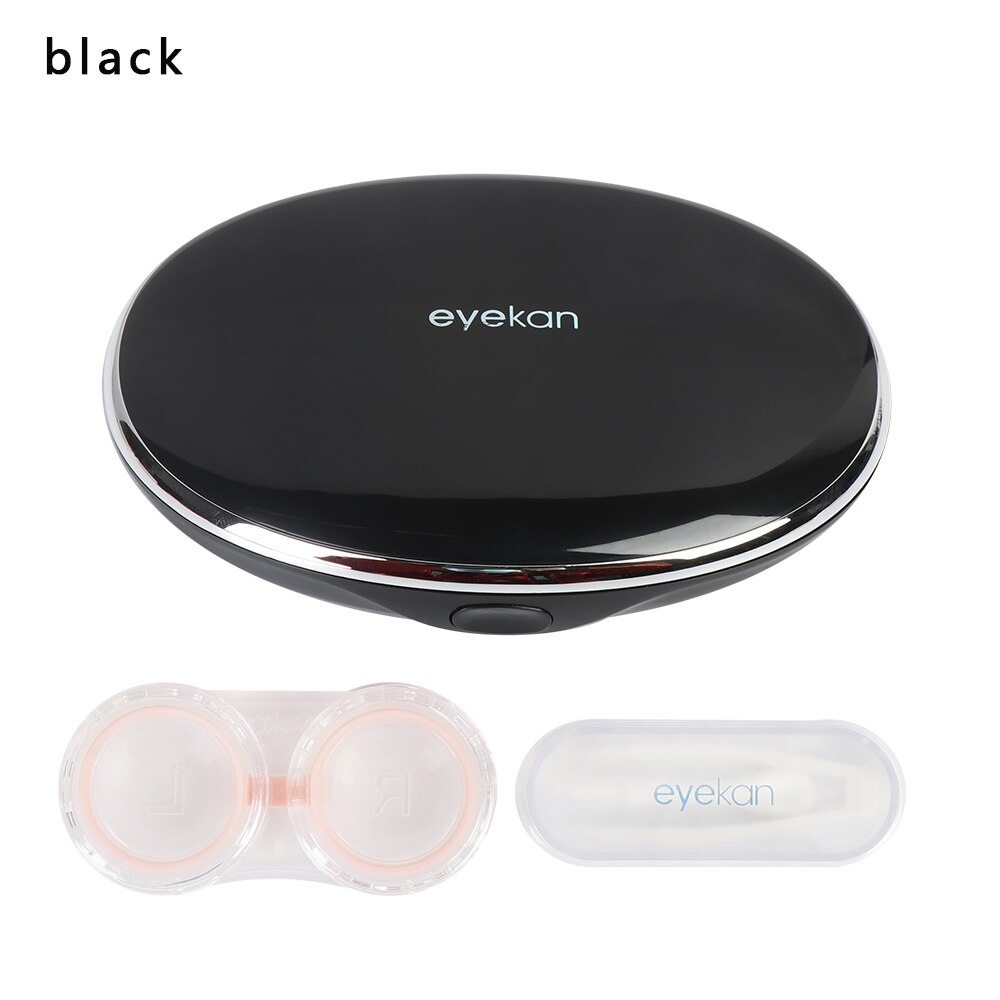 1pc magnetisk induksjon kontaktlinseveske reisebriller linseboks for støtte for beholder for unisex øyepleiesett: Svart