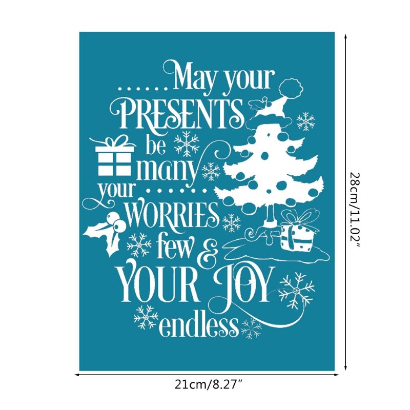 Christmas Tree Self-Adhesive Silk Screen Printing Stencil Reusable Sign DIY