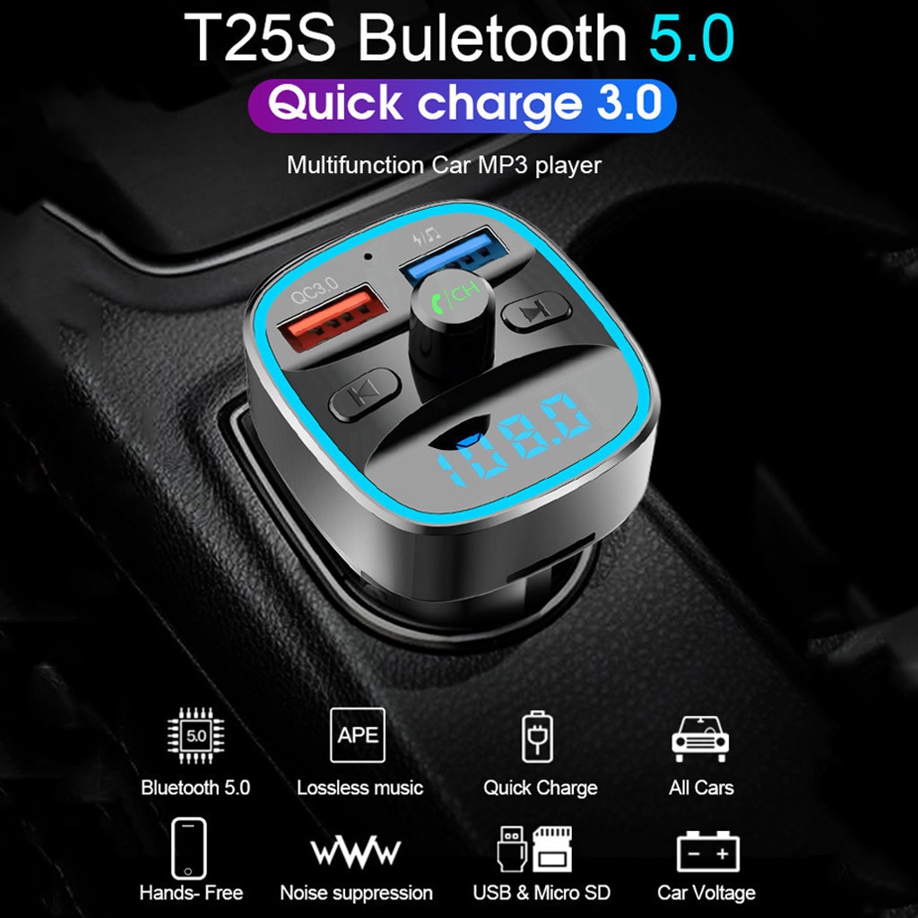 Bluetooth 3.0 Fm Transmitter Car Kit MP3 Modulator Speler Draadloze Handsfree Audio Ontvanger Dual Usb Fast Charger 3.0A