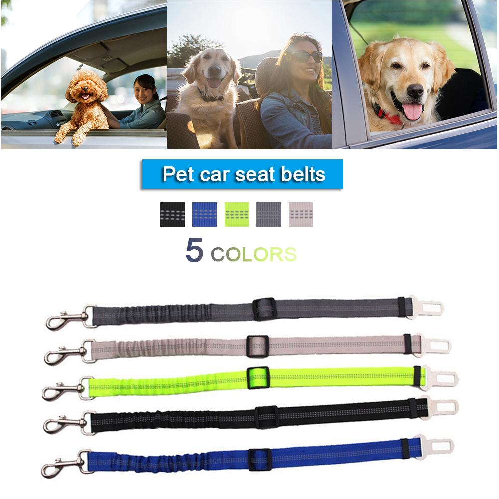 Verbeterde Verstelbare Hond Veiligheidsgordel Hond Auto Veiligheidsgordel Harness Leads Elastische Reflecterende Veiligheid Touw Huisdier Hond Kat Supplies DD163