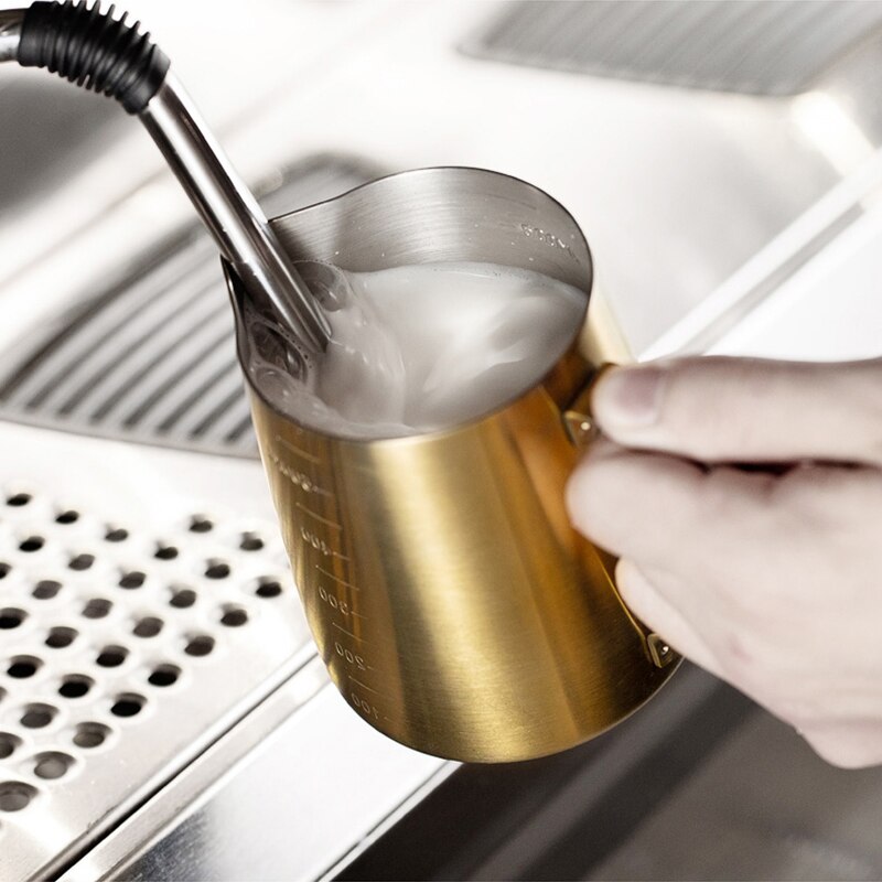 Jarra de espuma café con leche 300/600/900ml, jarra de Barista, jarra de arte artesanal con Latte, taza de acero inoxidable a doble escala con boca de águila Taza de leche