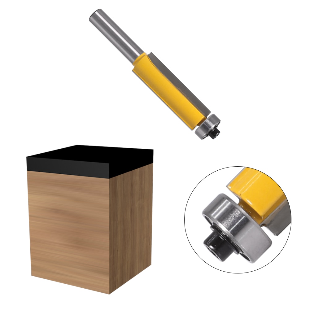 1pc 8mm Shank Trim Router Bit with Bearing for Wood Template Pattern Bit Tungsten Carbide Milling Cutter for Wood