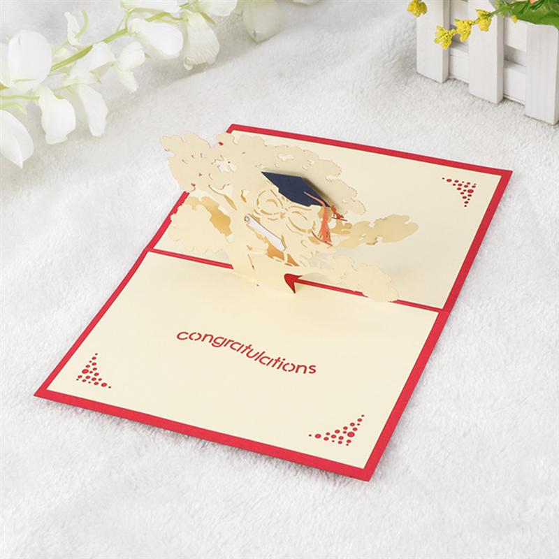 2Pcs 3D Greeting Cards Congratulations Blessing Cards Graduation Hollow Tree Greeting Cards