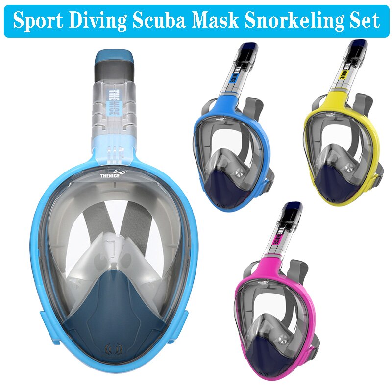Sport Zwemmen Volledige Gezicht Snorkelen Masker Kids Onderwater Scuba Anti Fog Snorkel Waterdichte Veilig Duiken Masker Set Apparatuur Gopro