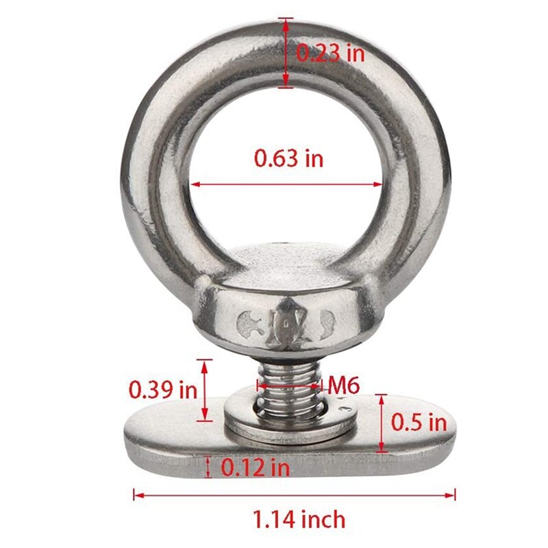 ELOS-4Pack Stainless Steel Kayak Track Mount Tie Down Eyelet Rail Accessory for Kayak Canoe Boat