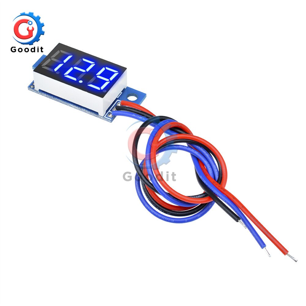 LED Mini Digital Voltmeter Blue/red/green LED Display Volt Meter 0.36 Inch DC 0-100V Gauge Volt Voltage Panel Meter 3 wires: Blue