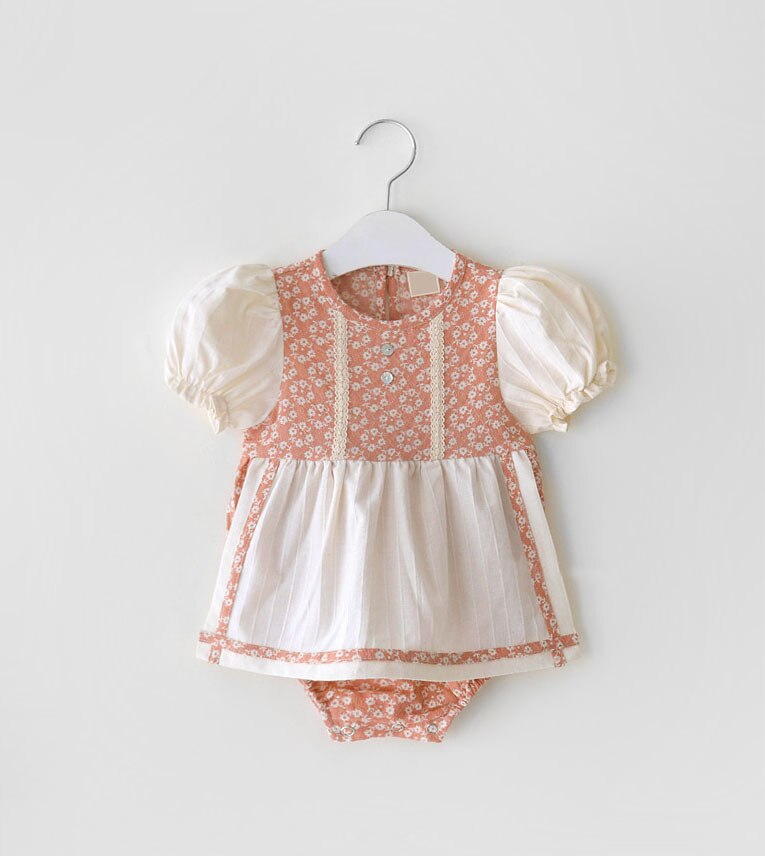 Babykleding landelijke bloemen pasgeboren baby meisjeskleding zomer baby romper jurk peuter romper kleding baby jumpsuit zonnepak: Groente / 18m