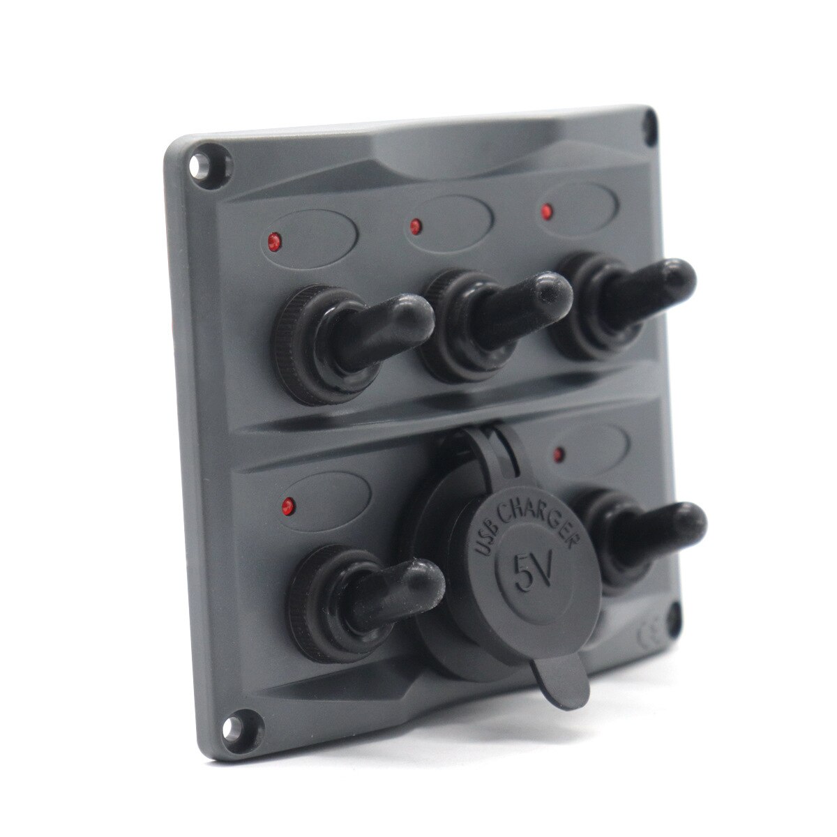 12 V/24 V Modified Breadboard 5 Group on-off Rotating Switch Panel + 5V 3.4A Car Mounted Charger