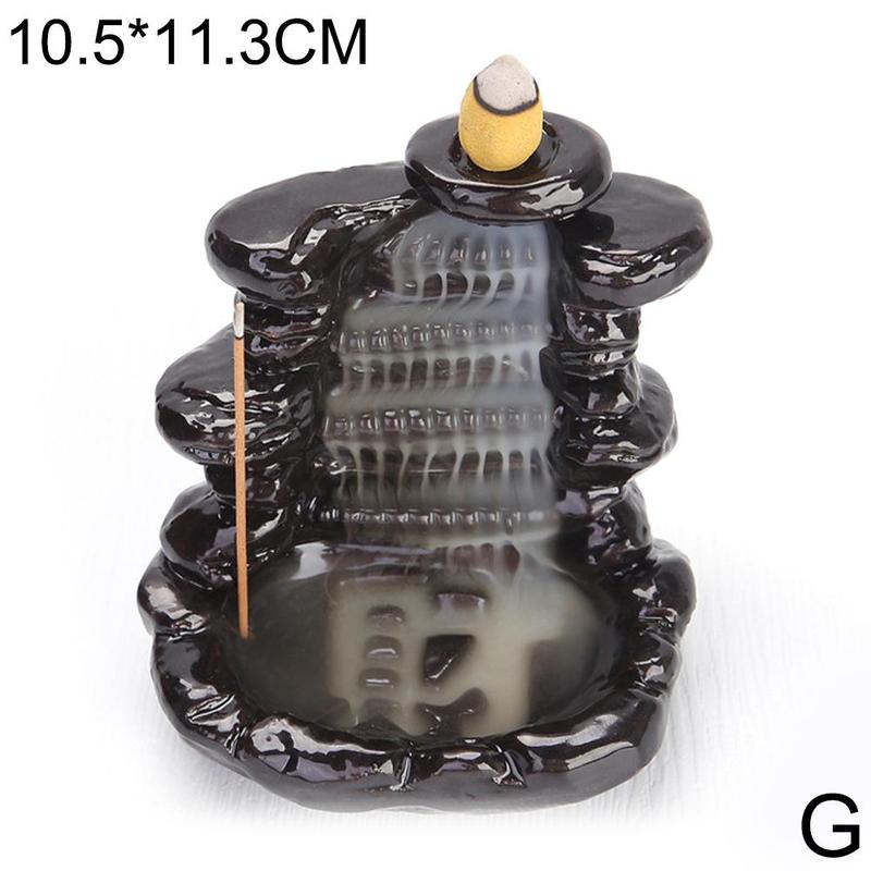 1pc criativo cachoeira queimador de incenso suporte de incenso cerâmica artesanal backflow queimador de incenso decoração cones: G