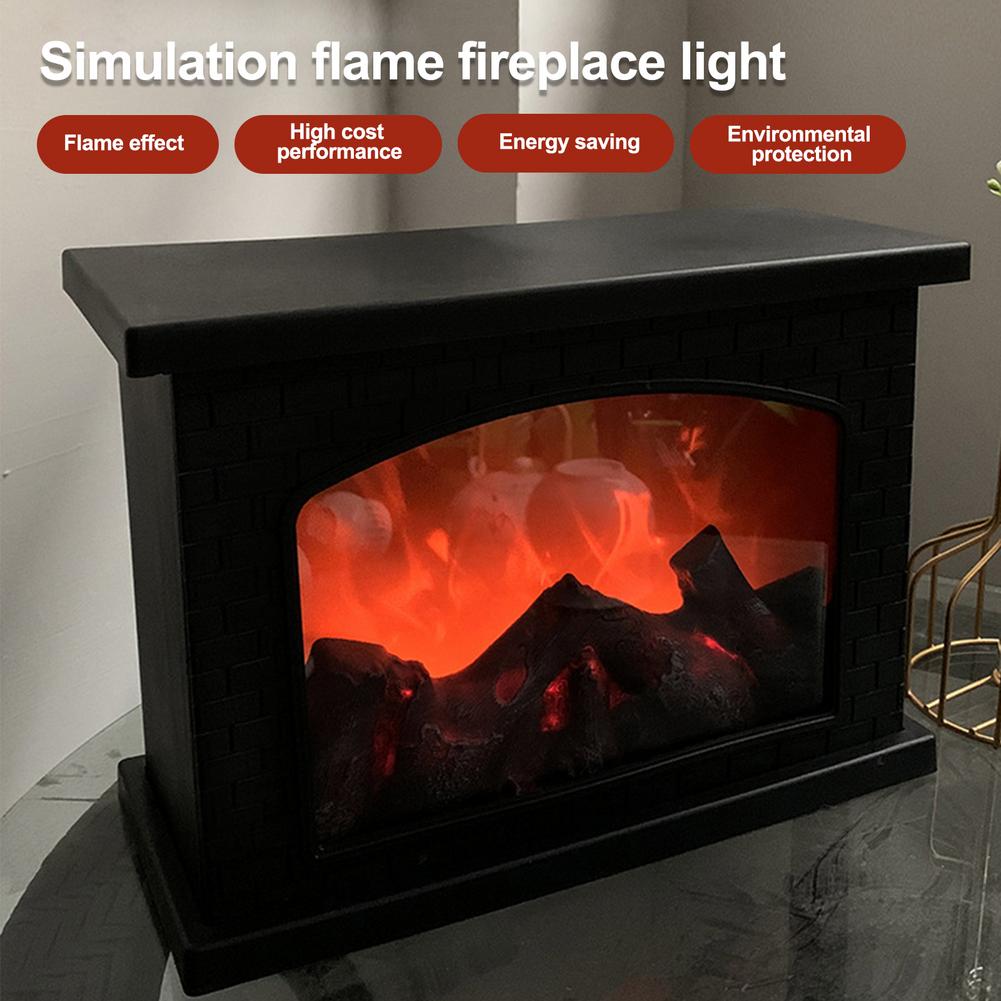 LED Home Fireplace Light Realistic Flameless Fireplace Lamp Modeling Lamp Decorative Table Light Christmas Crafts Ornaments