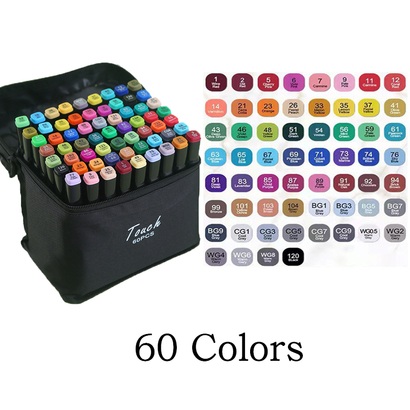 24-60 Kleuren Vette Art Marker Pen Set voor Tekening Double Headed Schetsen Tip Gebaseerde Markers Graffiti Manga School Art Supplies: Bordeaux