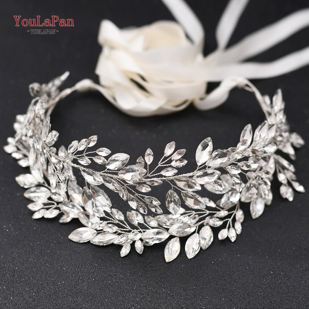 YouLaPan SH304 Handgemachte Strass Gürtel Silber Hochzeit Kleid Gürtel Schärpe Stirnband Prom Abendkleider Zubehör für Frauen: aus-Weiß Schleife