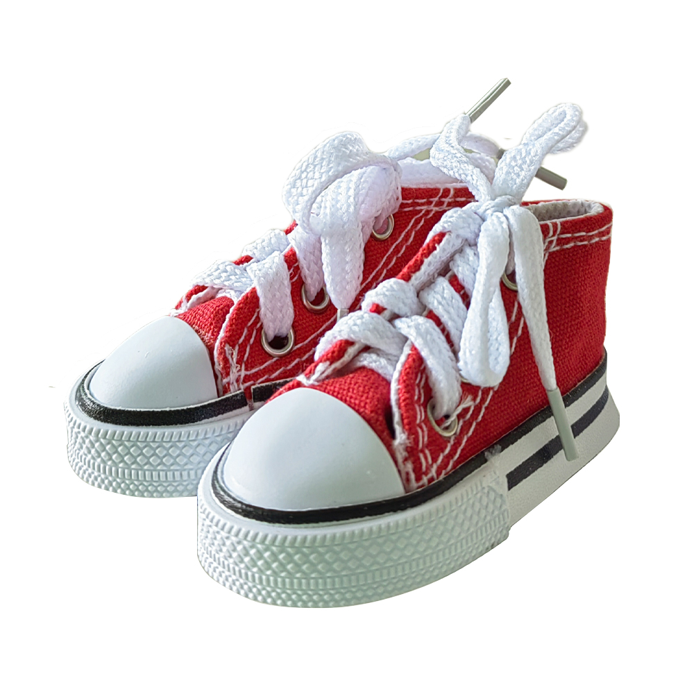 2 Stuks Motorfiets Kickstand Schoenen Moto Voetsteun Motorfiets Zijstandaard Schattige Mini Canvas Schoenen Zijstandaard 7.5Cm: Rood