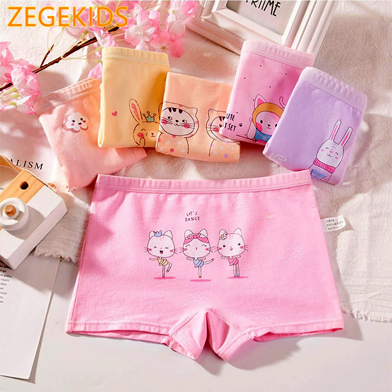 5Pcs/Lot Girls Underwear Child Underpanti Panties For Kids Cotton Children's Briefs Cartoon Short Panti: M(90-105cm) 10-15kg