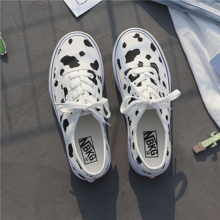 Ręcznie malowane krowy brezentowych butów kobiet 2021 wiosna nowych studentów koreańskiej wersji Ulzzang Harajuku Sneakers Sneakers kobiet buty E0-07