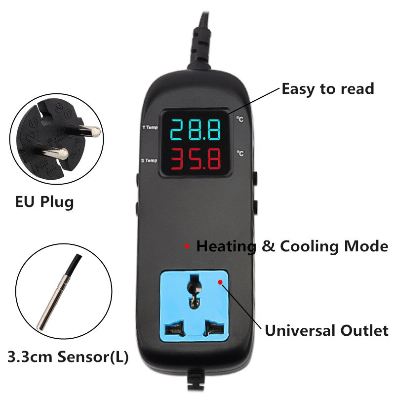 Digital Microcomputer Temperature Controller Heat Cool Switch Socket Thermoregulator Themometer Thermostat AC 220V