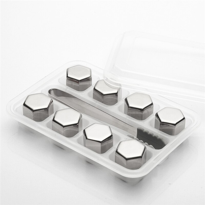 Golden Stainless Steel Whisky Hexagon Shape Bar Vodka Whisky Wine Beer Cooler Rocks Coolers Ice Cubes: Pink