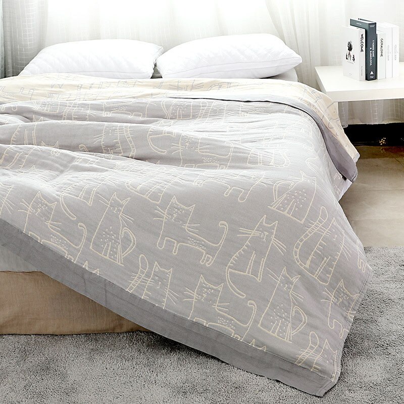 Gaas Dunne Quilt Bohemian Stijl Katoen Bed Deken Zachte Cartoon Kat Bespread Voor Dubbele Bed Beddengoed Sprei Voor Queen king Bed: 200x230 cm / 5
