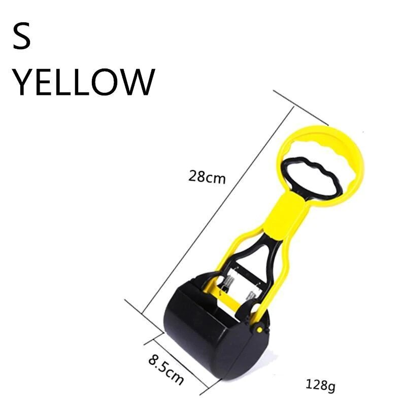Pet Dog Pooper Scooper Long Handle Outdoor Dog Waste Picker Jaw Poop Scoop Pet Toilet Waste Scooper For Dog Supplies: S   Yellow