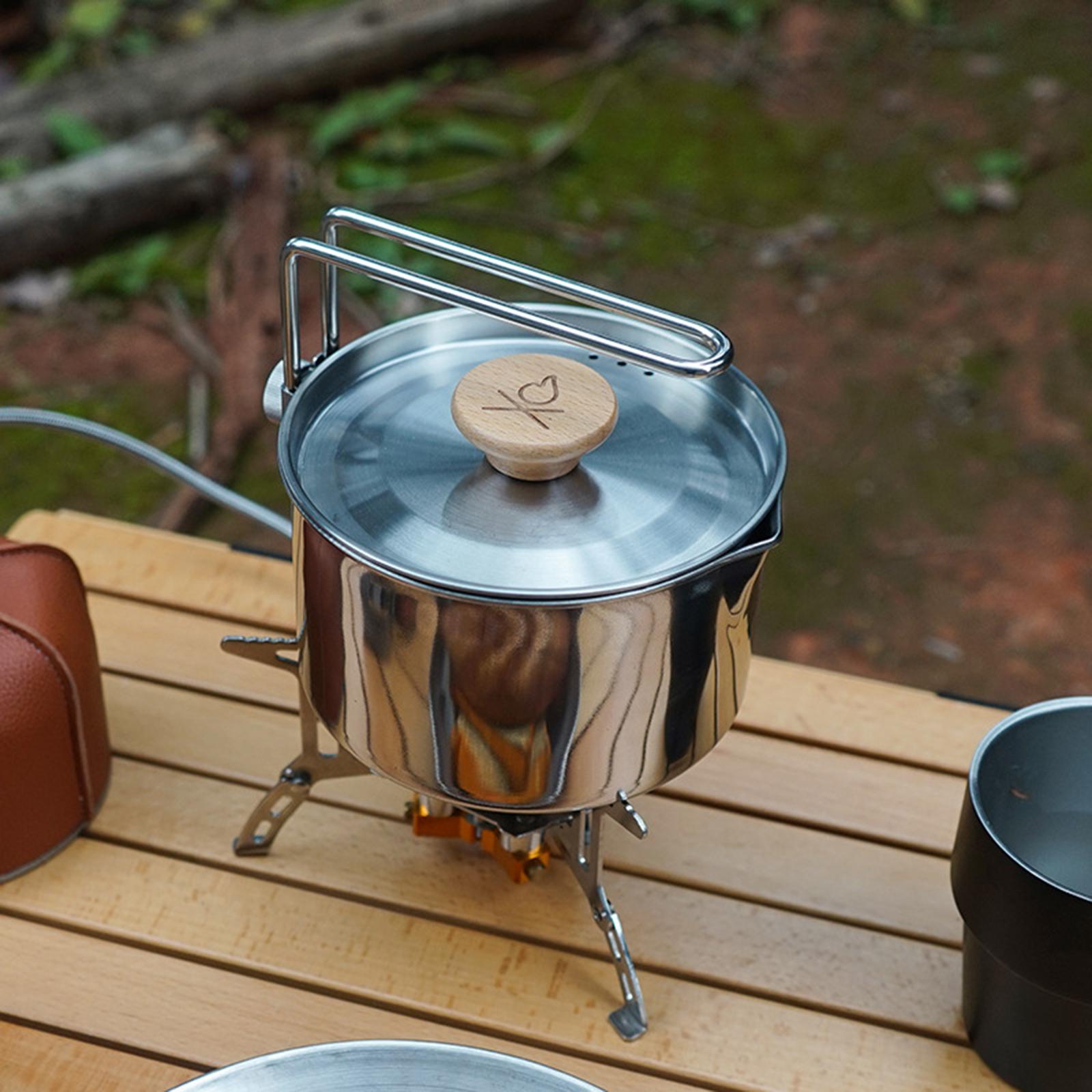 1L Grote Capaciteit Camping Waterkoker Voor Kokend Water Rvs Ultralight Koffie Pot Met Handvat Voor Wandelen Outdoor Koken
