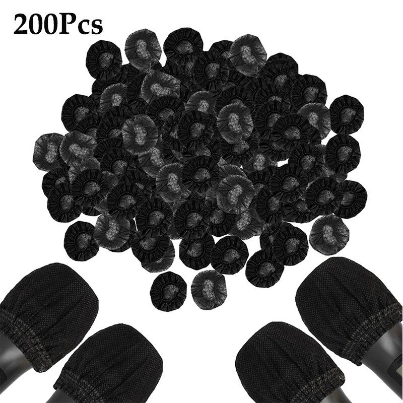 200 unids/set con micrófono higiene cubierta olor eliminación desechables Mike cubre micrófonos escudo Micraphone calcetines micrófonos: Black