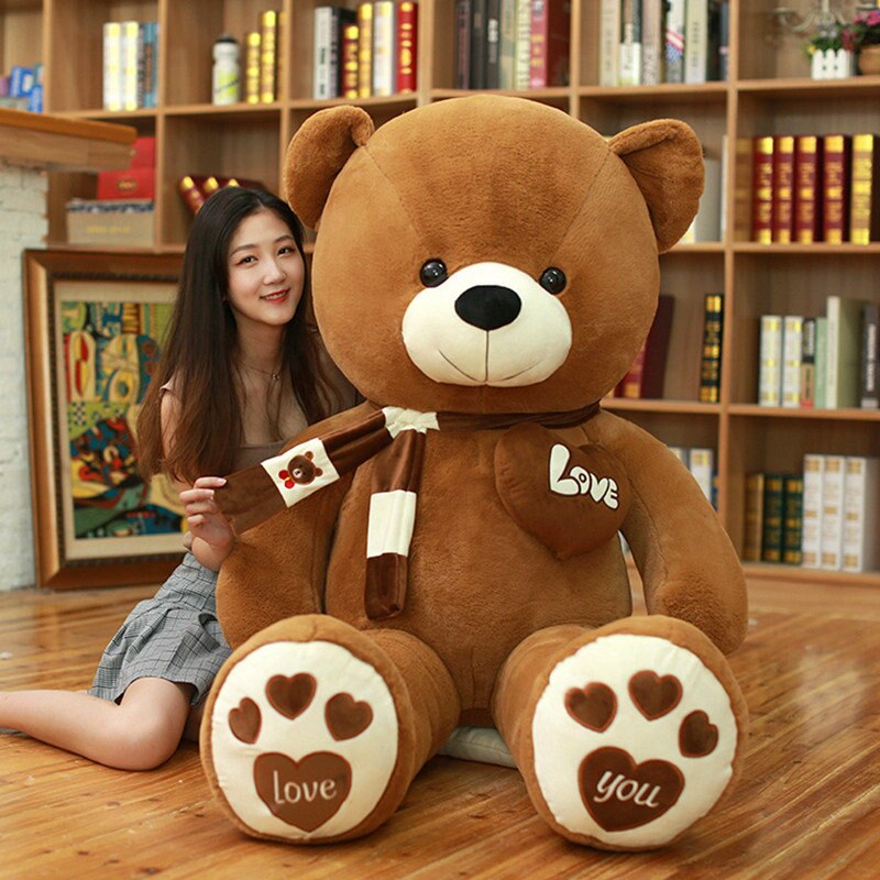 100-180Cm 4 Kleuren Teddybeer Huid Met Sjaal Opgevulde Dieren Beer Pluchen Speelgoed Teddybeer Pop Cover liefhebbers Verjaardag Baby Cadeau: 120cm / 1