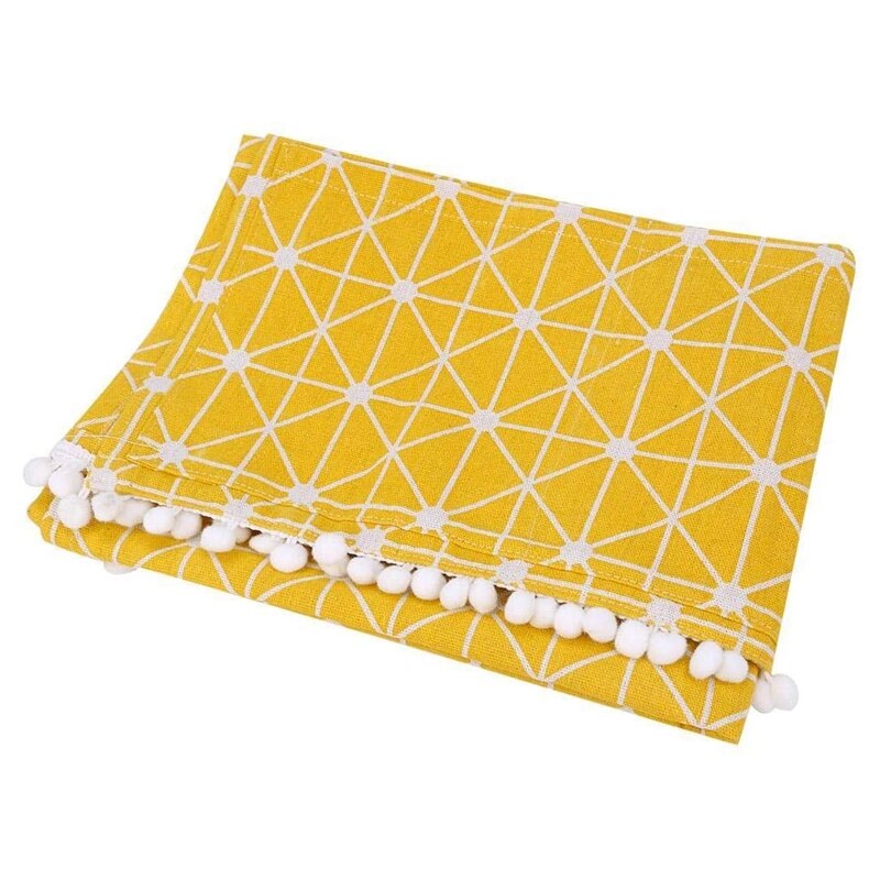 Koelkast Stofkap, Wasmachine Katoen Linnen Top Cover, Met Side Opbergtas-Gele En Witte Strepen