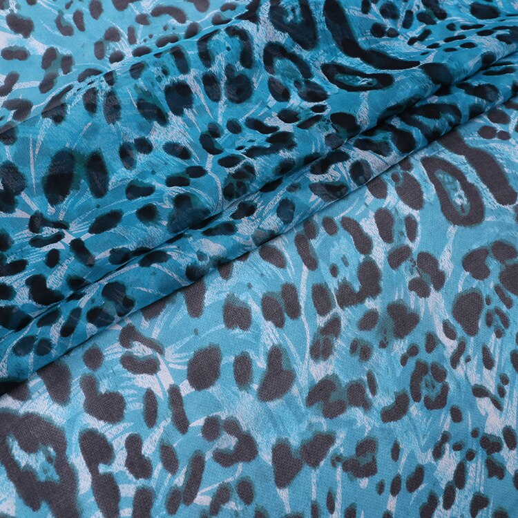 Leopard Print Mulberry Silk Chiffon Fabric for Sewing Clothes Custom Thin Silk Yarn Dress Fabrics Per Meter