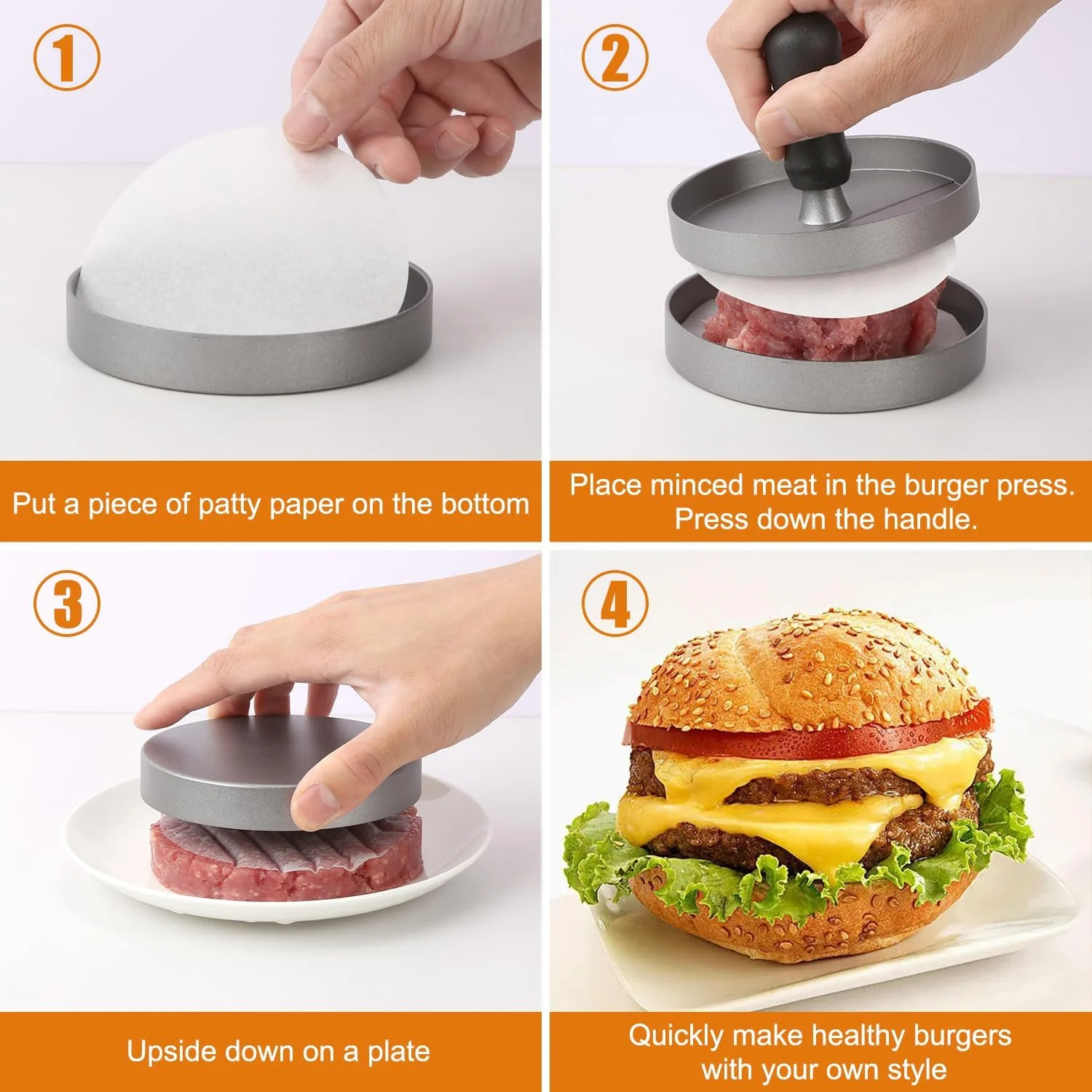 Burger presse Antihaft-Hamburger Einfügen tchen hersteller mit Wachspapier Aluminium Burger Hersteller für Küchen Grill