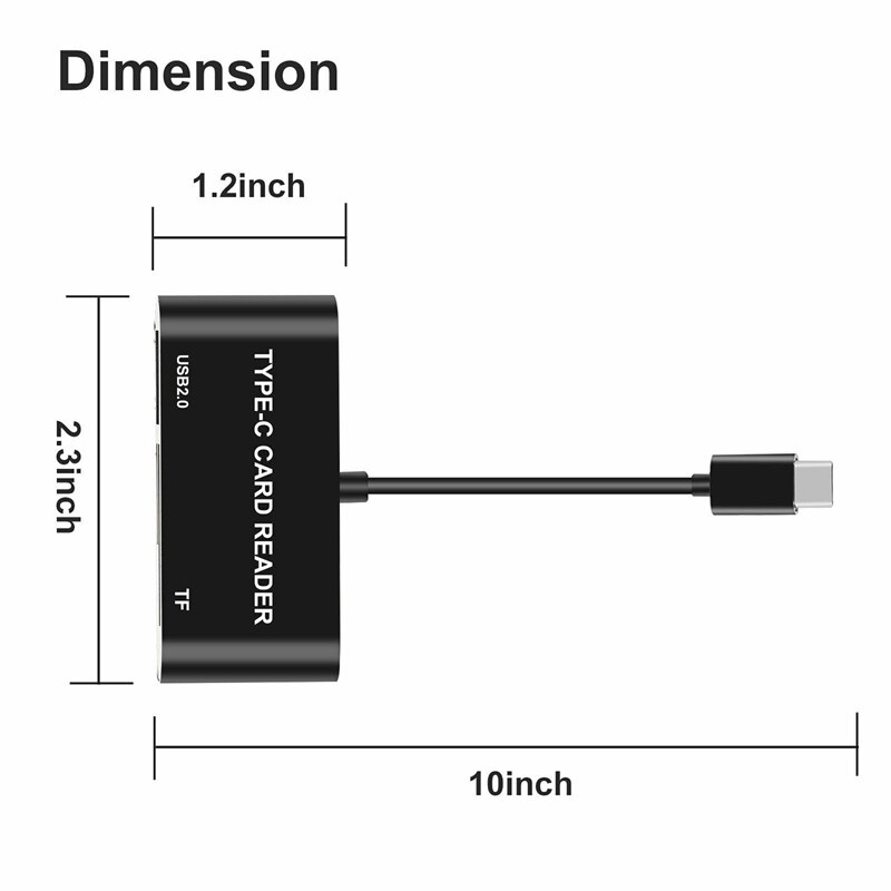 Lettore di schede 3 in 1 tipo C USB C a USB 2.0 lettore di schede di memoria micro-sd TF convertitore adattatore Hub OTG per iPad Pro