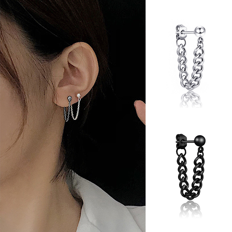 Luxe Kleine Bal Chain Stud Oorbellen Rvs Hiphop Oor Sieraden Hip Hop Rock Vrouwen Mannen Kleine Ballen Oorbel Accessoires