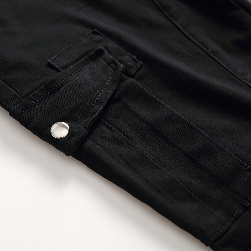 Sokotoo nero degli uomini tasche carico denim jeans sottile pantaloni in denim elasticizzato
