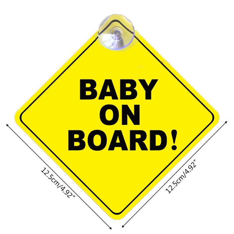 BABY ON BOARD Stroller Safety Car Window Sticker Yellow Reflective Warning Sign