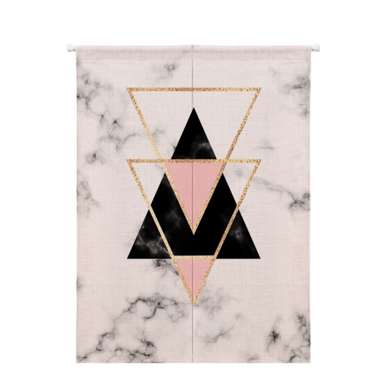 Exquisita cortina para puerta con estampado geométrico de grano de mármol, decoración de lino y algodón, cortinas, tapices, pantallas y separadores de habitación: A2