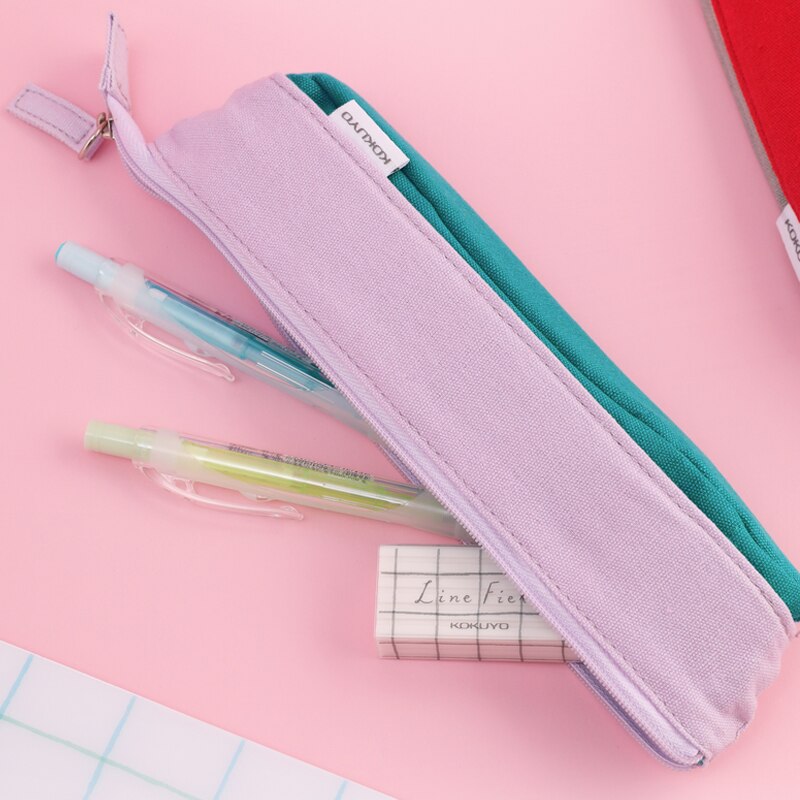 Kawaii KOKUYO NOVITA-Oil Tri-fold Canvas Pencil Case Large Capacity Multifunctional Stationery School Supplies