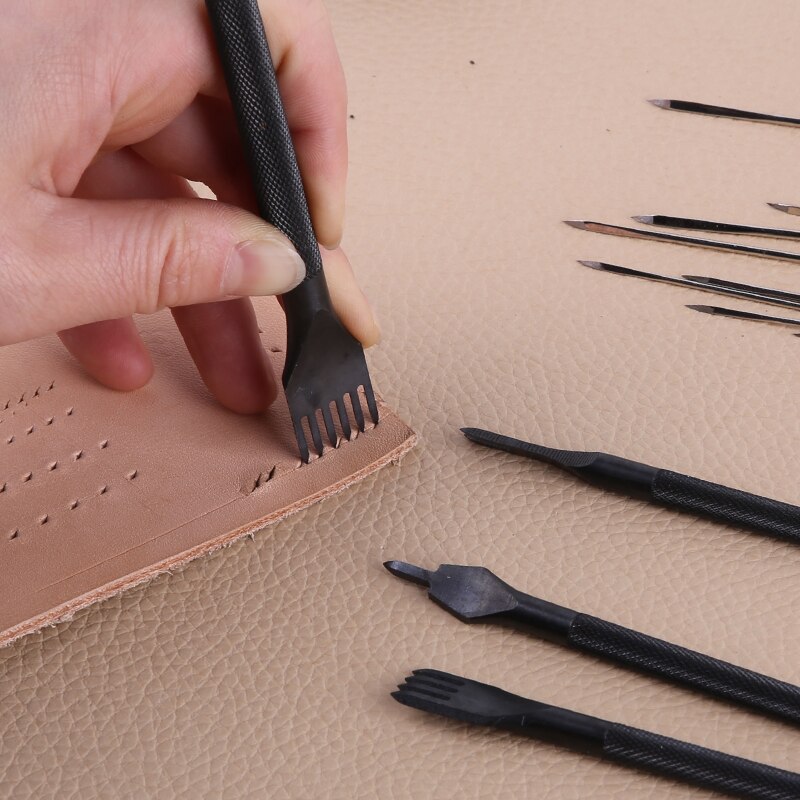 LMDZ Leather Craft Tools Set Hole Punch Leather Edge Beveler Skiving Cutting Knife Slotter Leather Cutting Suit for Leather Work