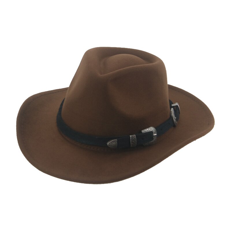 Sombrero de vaquero para hombre y mujer, sombrero de Cowboy para chica, sombrero de Cowboy occidental sólido Camel, banda ancha, accesorios,: coffee-black