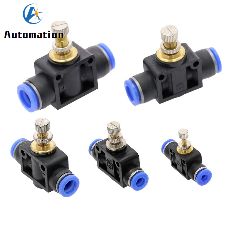 1Pcs Gasklep Sa 4Mm 6Mm 8Mm 10Mm 12Mm Tube Air Flow Speed Control kraan Valve Tube Waterslang Pneumatische Push In Fittings