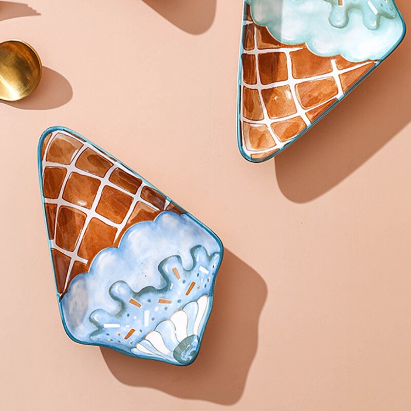Ice Cream Shape Plate Trinket Ceramic Party Cake Dessert Porcelain Child Cute Cartoons Dish