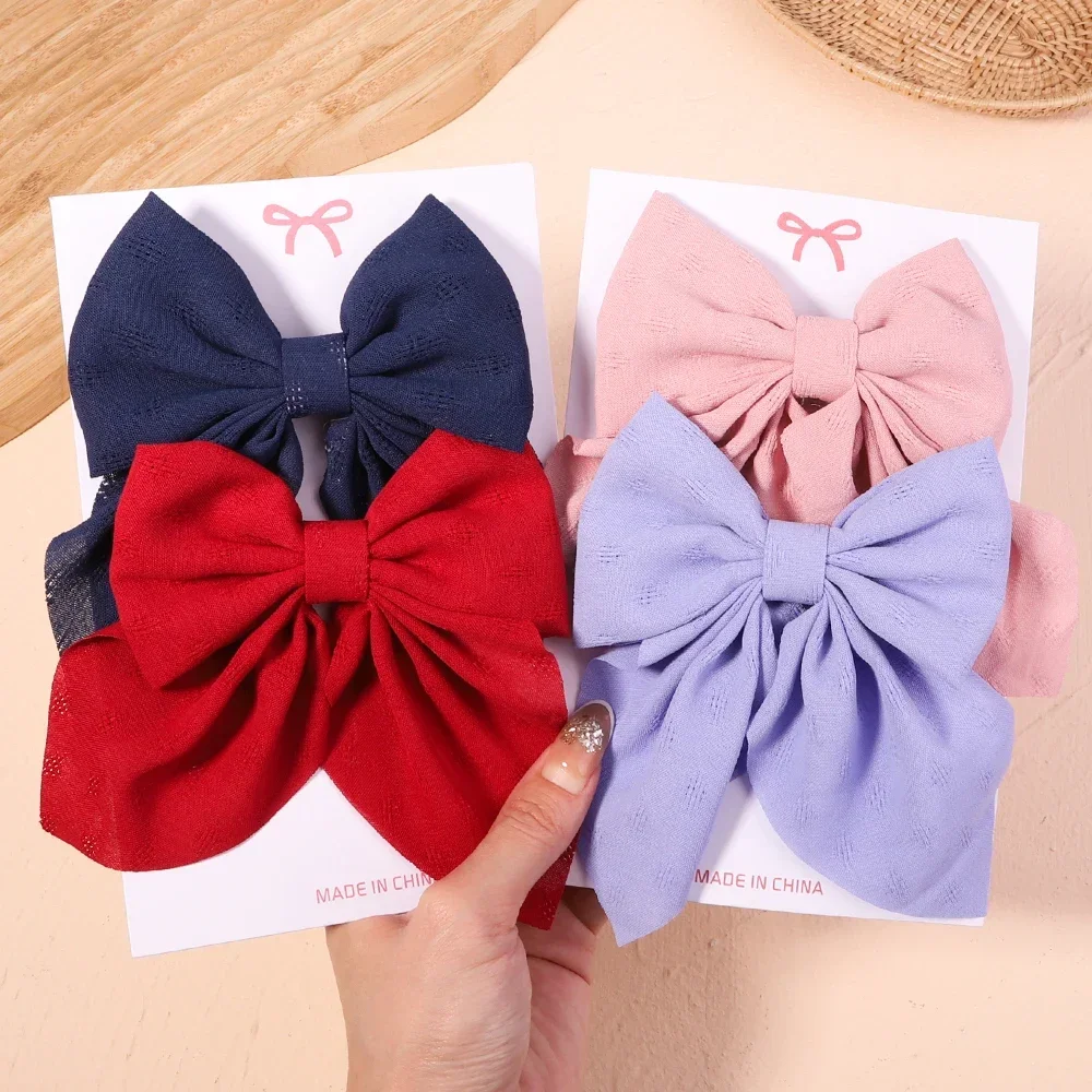 2 unids/set de pinzas para el cabello con lazo liso y dulce para mujeres y niñas, horquillas con lazo, pasadores hechos a mano, accesorios para el cabello,