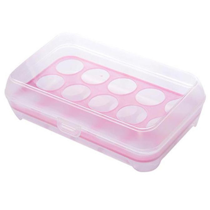Hkml 15 Eieren Planstic Koelkast Container Organizer Handig Duurzaam Plastic Opslag Enkele Laag: pink