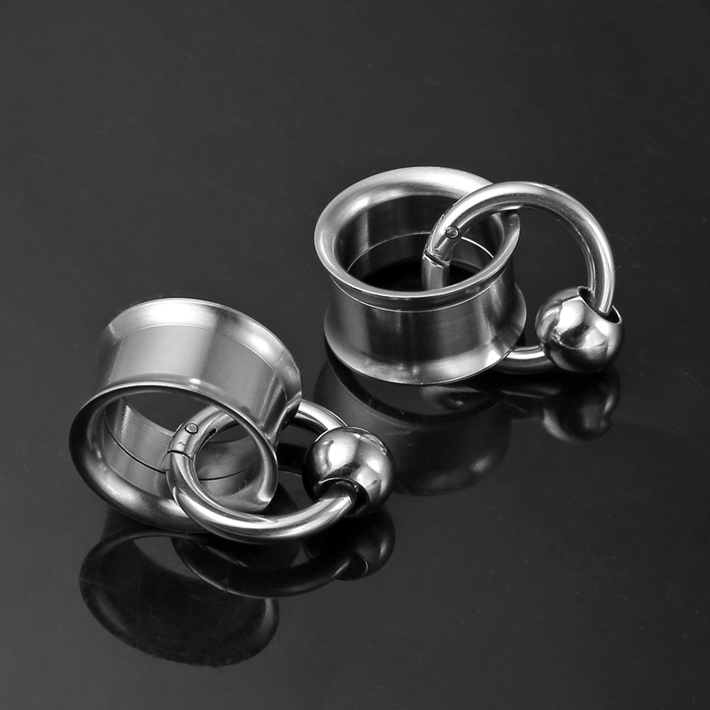 Twolobes 316 2 uds. Medidores de oreja redondos de acero inoxidable, tapones expansores, perchas para oreja, Piercing de túnel, joyería corporal para mujer, tachuelas ensanchadoras: Rojo / Color amarillo dorado claro
