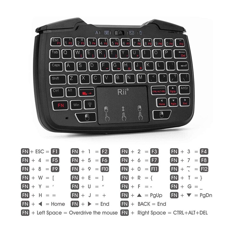 Rii RK707 2.4Ghz Draadloze Draagbare Game Controller Keyboard Muis Combo Voor Pc/Raspberry Pi2/Android Tv Google/Tv B